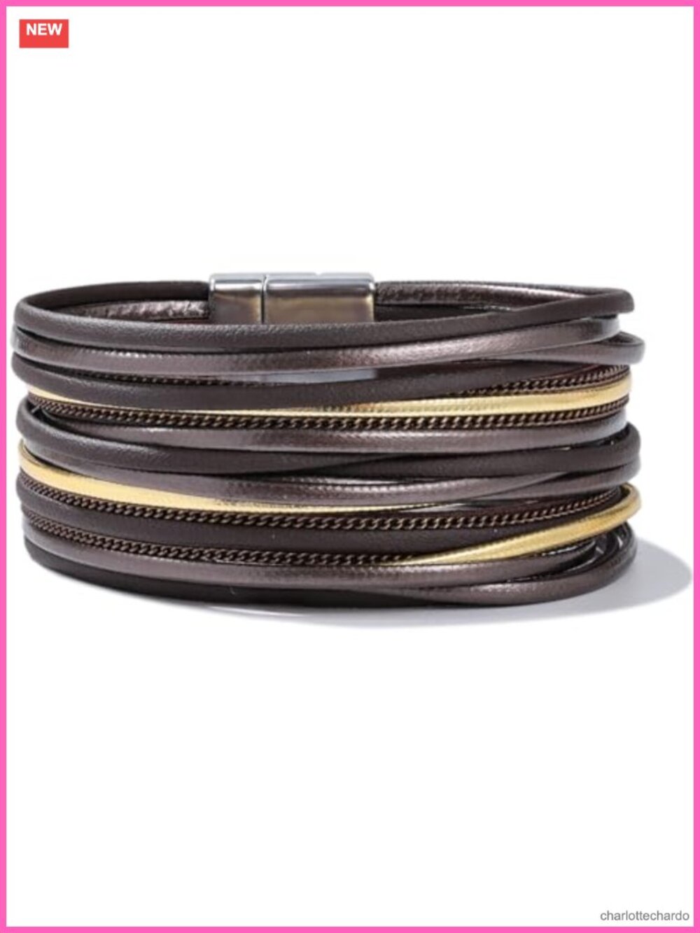 Boho Leather Wrap Bracelet Stackable Layered Bangle Cuff Magnetic Clasp